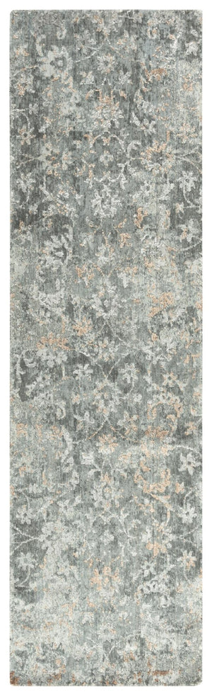 Alora Decor Radiant Gray Runner Rug With New Zealand Wool Blend, Distressed Floral Motif, Soft Durable Texture 2'6" x 8' 00400411100332608