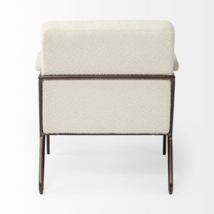 Mercana Vicunya Luxe Accent Chair with Plush Off-White Upholstery and Gun Metal Gray Iron Frame Design 69136