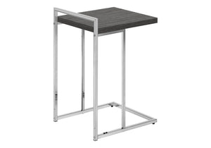 English Elm Accent Table - Stylish C-Shaped Design For Small Spaces, Grey Laminate Top & Chrome Metal Base B2710P219376