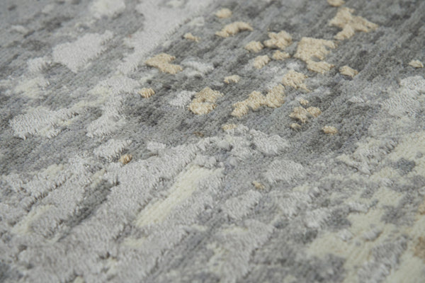 Alora Decor Radiant Gray Runner Rug With New Zealand Wool Blend, Hand-Carved Abstract Pattern, Neutral Elegance 2'6" x 8' 00400411200332608