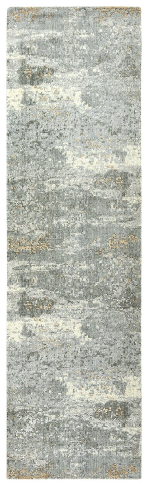Alora Decor Radiant Gray Runner Rug With New Zealand Wool Blend, Hand-Carved Abstract Pattern, Neutral Elegance 2'6" x 8' 00400411200332608