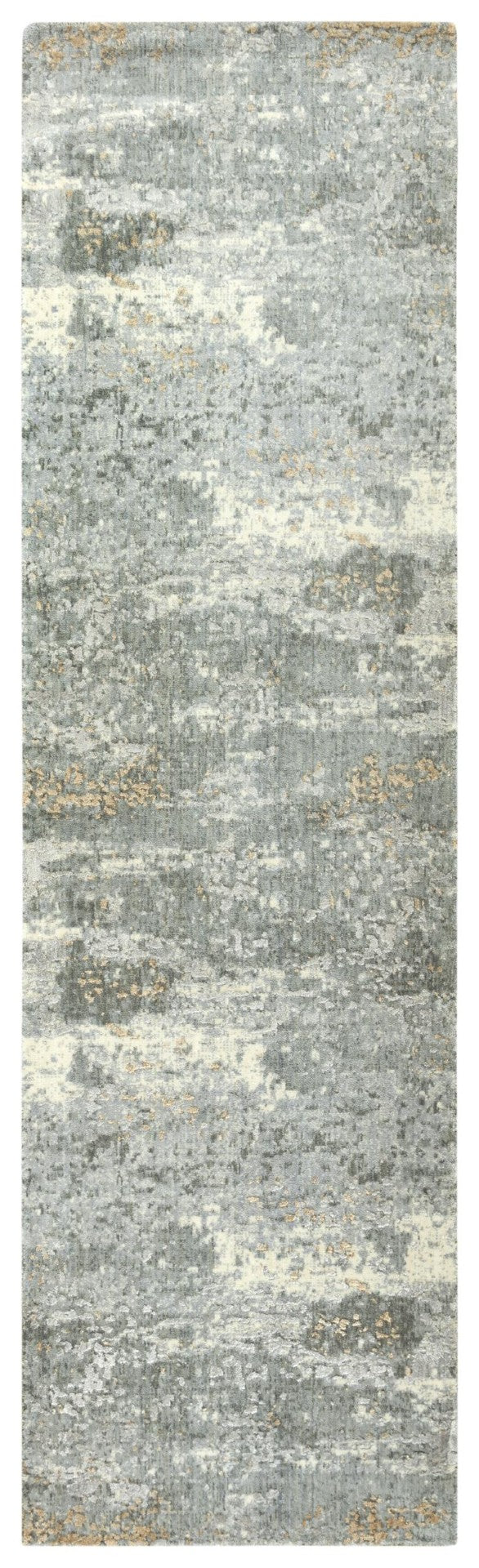 Alora Decor Radiant Gray Runner Rug With New Zealand Wool Blend, Hand-Carved Abstract Pattern, Neutral Elegance 2'6" x 8' 00400411200332608