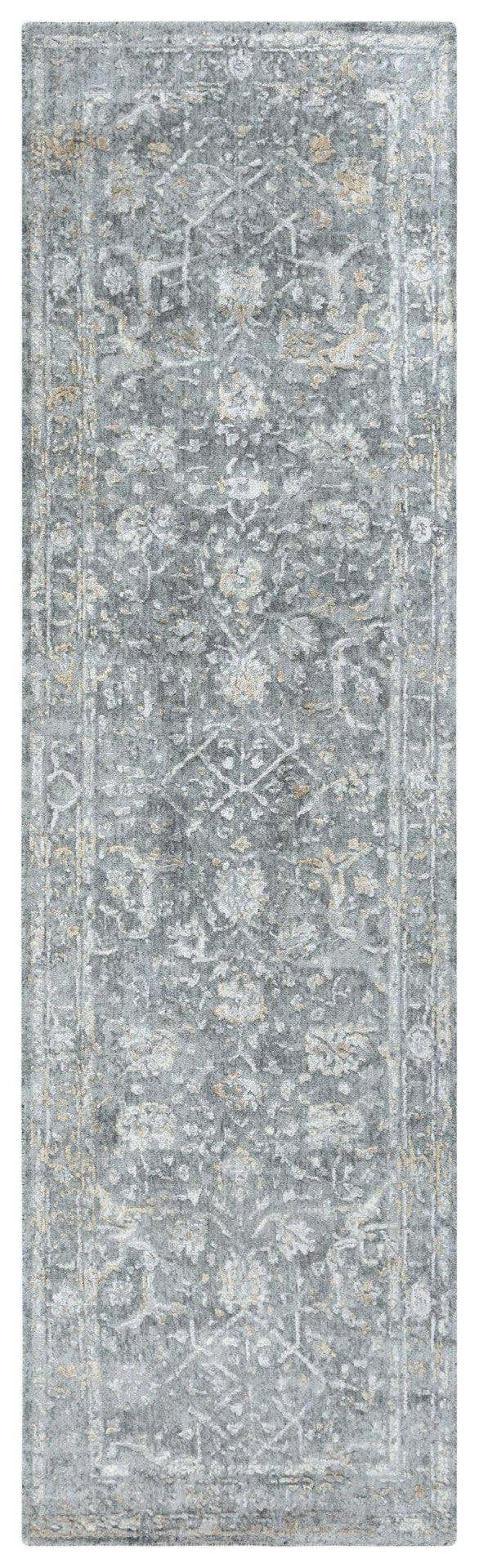 Alora Decor Radiant Gray Runner Rug With Hand-Carved Pile, Wool-Rich Blend, Neutral Gray-Beige Elegance 2'6" x 10' 00400411300332610