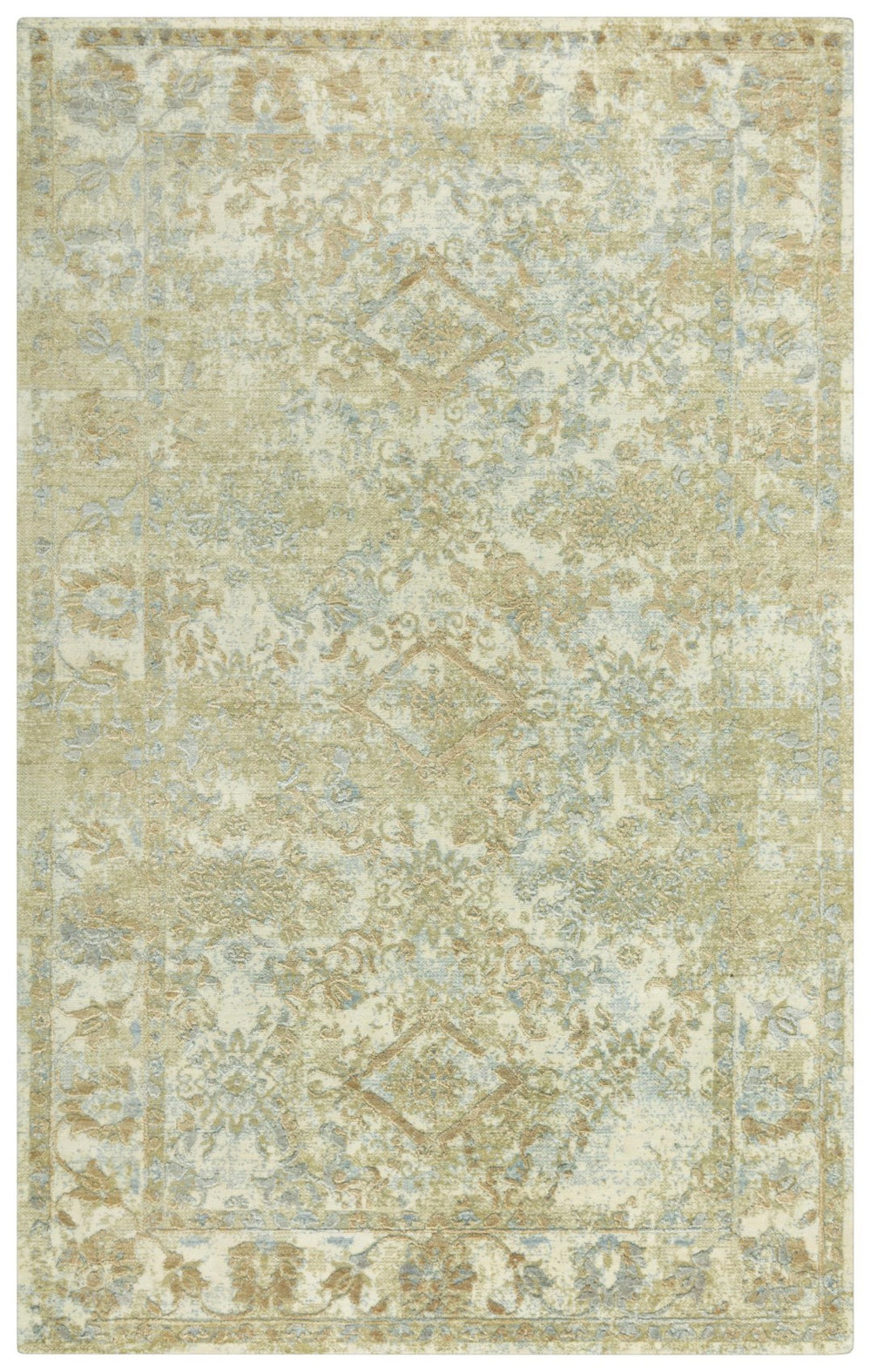 Alora Decor Radiant Beige Hand‑Carved Hybrid Wool Rug With Tencel Sheen, Durable Traditional Border And Diamonds 8' x 10' 00400411400040810