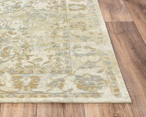Alora Decor Radiant Beige Hand‑Carved Hybrid Wool Rug With Tencel Sheen, Durable Traditional Border And Diamonds 8' x 10' 00400411400040810