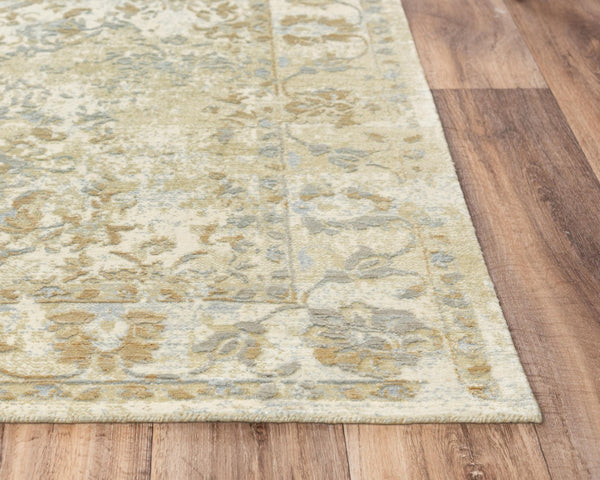 Alora Decor Radiant Beige Hand‑Carved Hybrid Wool Rug With Tencel Sheen, Durable Traditional Border And Diamonds 8' x 10' 00400411400040810
