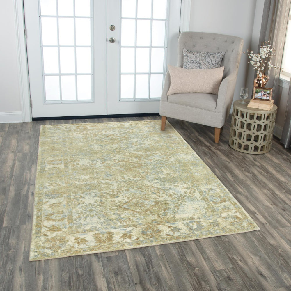Alora Decor Radiant Beige Hand‑Carved Hybrid Wool Rug With Tencel Sheen, Durable Traditional Border And Diamonds 8' x 10' 00400411400040810