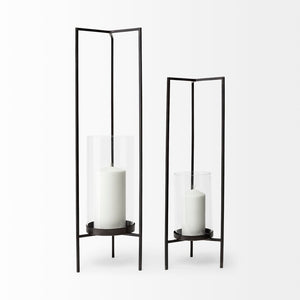 Mercana Abigail I Elegant Gunmetal Candle Holder - Sculptural Design for Mid-Century Modern Decor 67699