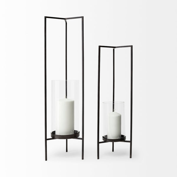 Mercana Abigail I Elegant Gunmetal Candle Holder - Sculptural Design for Mid-Century Modern Decor 67699