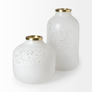 Mercana Pearl Elegant Glass Vase with Gold Accents – Chic Décor for Modern, Glam, or Coastal Interiors 69034