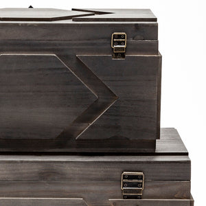 Mercana Cassia Stylish Wooden Storage Boxes with Iron Handles for Modern Farmhouse and Urban Loft Decor 57853