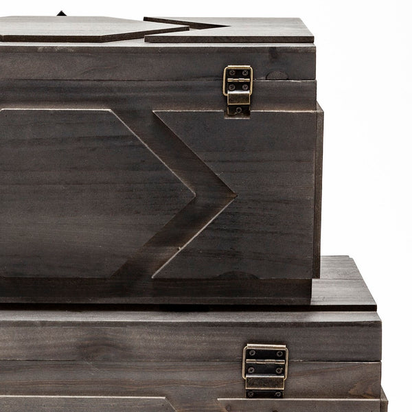 Mercana Cassia Stylish Wooden Storage Boxes with Iron Handles for Modern Farmhouse and Urban Loft Decor 57853