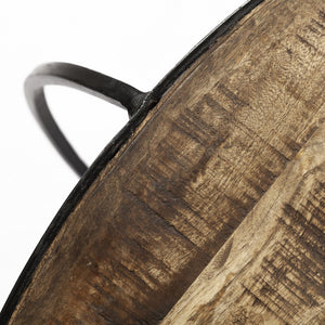 Mercana Clapp Round Nesting Coffee Tables with Solid Mango Wood Tops & Black Iron Base for Modern Spaces Brown Wood | X Pattern 50350