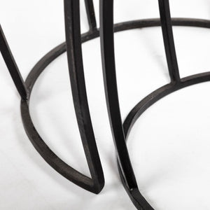 Mercana Clapp Nesting Accent Tables Set of 2 - Modern Round Design with Mango Wood Top and Metal Frame Brown Wood | Black Metal | X Pattern 50472