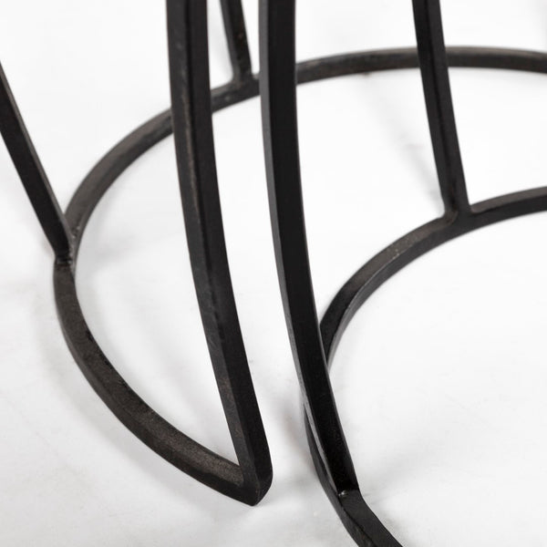 Mercana Clapp Nesting Accent Tables Set of 2 - Modern Round Design with Mango Wood Top and Metal Frame Brown Wood | Black Metal | X Pattern 50472