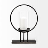 Mercana Saturn I Small Black Metal Table Candle Holder  67964