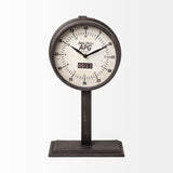 Mercana Attalack II Black Metal Round Face Table Clock  63057