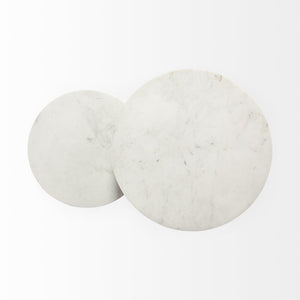 Mercana Bombola Accent Table: Modern Industrial Design with Polished Marble Top and Sturdy Metal Frame White Marble | Black Metal | 15W 67038