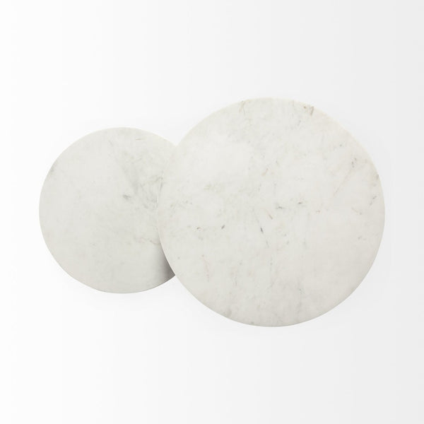 Mercana Bombola Accent Table: Modern Industrial Design with Polished Marble Top and Sturdy Metal Frame White Marble | Black Metal | 15W 67038