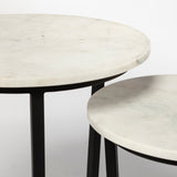 Mercana Bombola I (Small) 15L x 15W White Round Marble Top W/Black Metal Frame Accent Table  67038