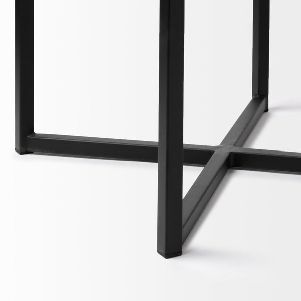 Mercana Frodo Modern Industrial Stool with Cream Cushioned Seat and Durable Iron Frame for Comfort White Fabric | Black Metal | Counter 68444