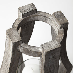 Mercana Brillion Elegant Rustic Wood and Metal Candle Holder for Timeless Home Décor and Ambiance Brown Wood | 17H 53142