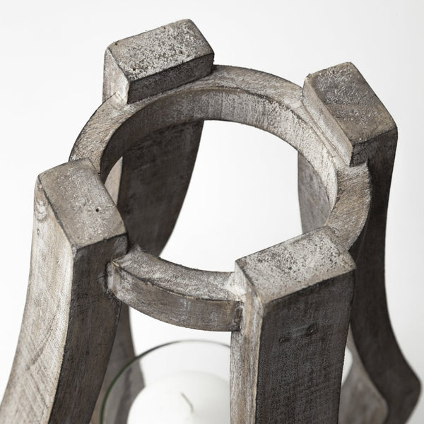 Mercana Brillion Elegant Rustic Wood and Metal Candle Holder for Timeless Home Décor and Ambiance Brown Wood | 17H 53142