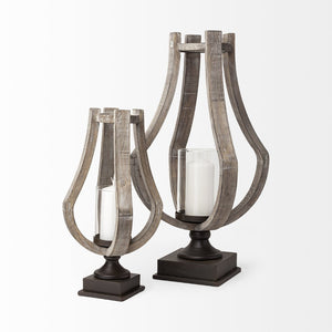Mercana Brillion Elegant Rustic Wood and Metal Candle Holder for Timeless Home Décor and Ambiance Brown Wood | 25H 53143