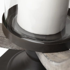 Mercana Brillion Elegant Rustic Wood and Metal Candle Holder for Timeless Home Décor and Ambiance Brown Wood | 25H 53143