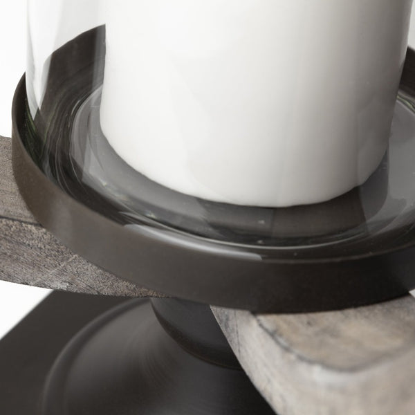 Mercana Brillion Elegant Rustic Wood and Metal Candle Holder for Timeless Home Décor and Ambiance Brown Wood | 25H 53143