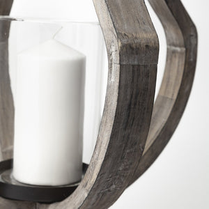 Mercana Brillion Elegant Rustic Wood and Metal Candle Holder for Timeless Home Décor and Ambiance Brown Wood | 25H 53143