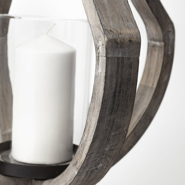 Mercana Brillion Elegant Rustic Wood and Metal Candle Holder for Timeless Home Décor and Ambiance Brown Wood | 25H 53143