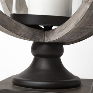 Mercana Brillion Elegant Rustic Wood and Metal Candle Holder for Timeless Home Décor and Ambiance Brown Wood | 25H 53143