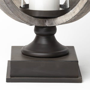 Mercana Brillion Elegant Rustic Wood and Metal Candle Holder for Timeless Home Décor and Ambiance Brown Wood | 25H 53143