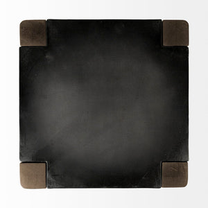 Mercana Nell 26" Industrial-Style Counter Stool with Solid Mango Wood Legs and Ergonomic Foot Rest Design Black Metal | Light Brown Wood | Counter 50507