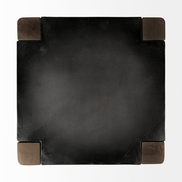 Mercana Nell 26" Industrial-Style Counter Stool with Solid Mango Wood Legs and Ergonomic Foot Rest Design Black Metal | Light Brown Wood | Counter 50507