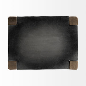 Mercana Nell 26" Industrial-Style Counter Stool with Solid Mango Wood Legs and Ergonomic Foot Rest Design Black Metal | Light Brown Wood | Bar 50508