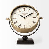 Mercana Houston Gold Metal Half Moon Base Table Clock 63102