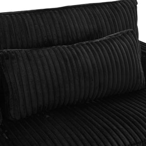 English Elm Modern Corduroy Upholstered Loveseat Sofa with Pocket Springs and Four Accent Pillows Black N763S000040B