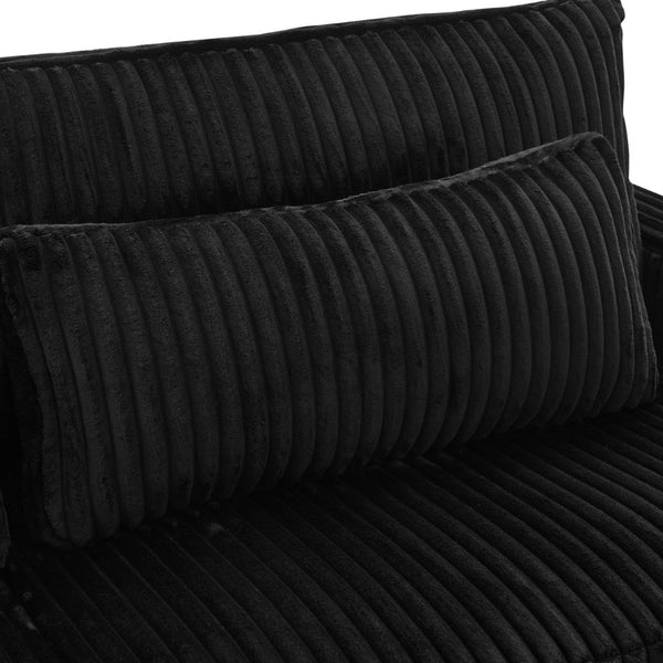 English Elm Modern Corduroy Upholstered Loveseat Sofa with Pocket Springs and Four Accent Pillows Black N763S000040B