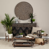 Mercana Kade III 16.9" Round Top Natural Brown Wood and Gray Metal Frame Tray-Style End/Side Table 68544