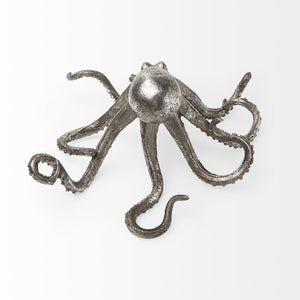 Mercana Strafford Coastal Decorative Octopus in Aged Silver-Pewter | Stylish Accent for Any Room Decor Silver Resin | 12H 57388
