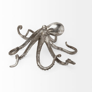 Mercana Strafford Coastal Decorative Octopus in Aged Silver-Pewter | Stylish Accent for Any Room Decor Silver Resin | 5H 57387