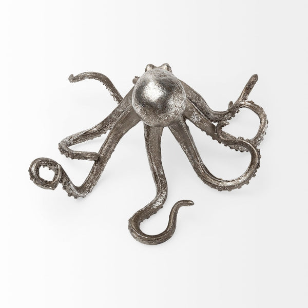 Mercana Strafford Coastal Decorative Octopus in Aged Silver-Pewter | Stylish Accent for Any Room Decor Silver Resin | 5H 57387