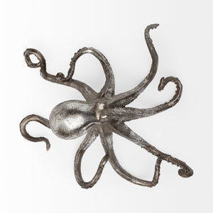 Mercana Strafford Coastal Decorative Octopus in Aged Silver-Pewter | Stylish Accent for Any Room Decor Silver Resin | 5H 57387