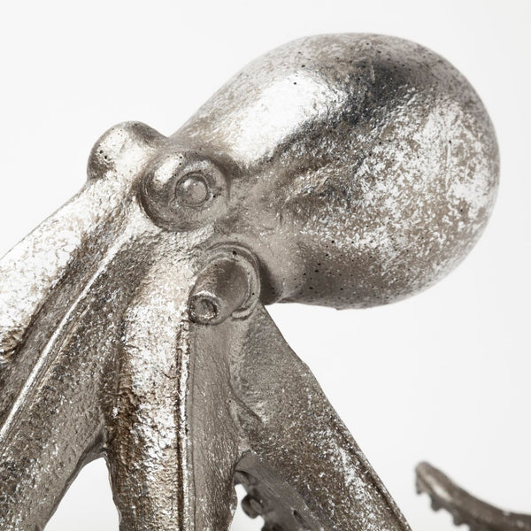 Mercana Strafford Coastal Decorative Octopus in Aged Silver-Pewter | Stylish Accent for Any Room Decor Silver Resin | 5H 57387