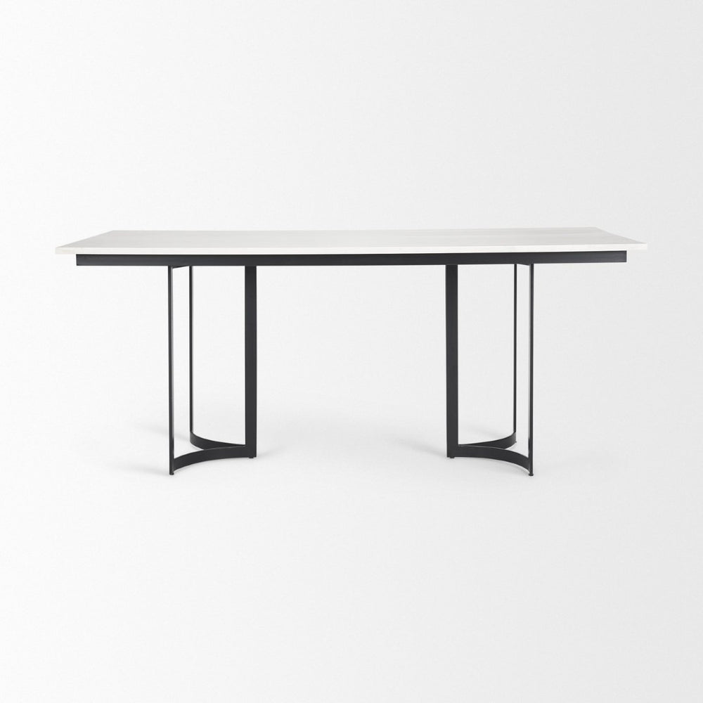 Mercana Tanner Dining Table - Luxurious White Marble with Industrial Metal Base for Sophisticated Spaces 68848-AB