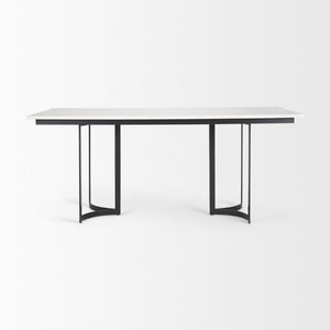 Mercana Tanner Dining Table - Luxurious White Marble with Industrial Metal Base for Sophisticated Spaces 68848-AB