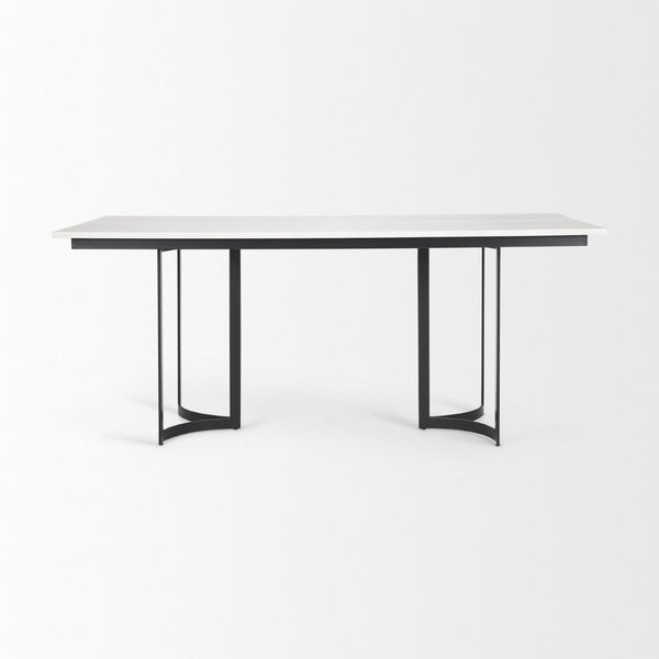 Mercana Tanner Dining Table - Luxurious White Marble with Industrial Metal Base for Sophisticated Spaces 68848-AB
