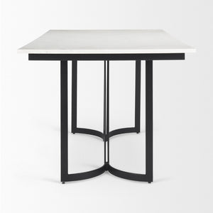 Mercana Tanner Dining Table - Luxurious White Marble with Industrial Metal Base for Sophisticated Spaces 68848-AB